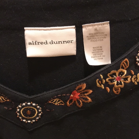 Alfred Dunner embroidered black long-sleeve top - Picture 2 of 6